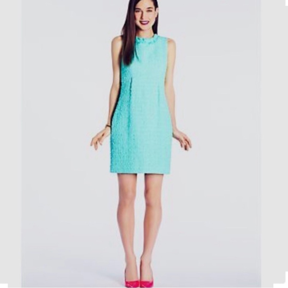 Kate Spade Teri Tweed Sleeveless Textured Shift Dress in Aqua